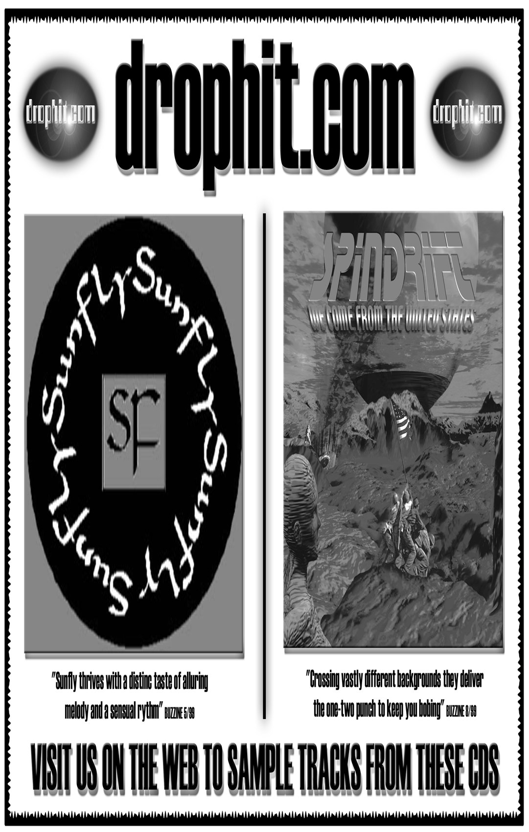 drophit.com ad with Sunfly and Spindrift